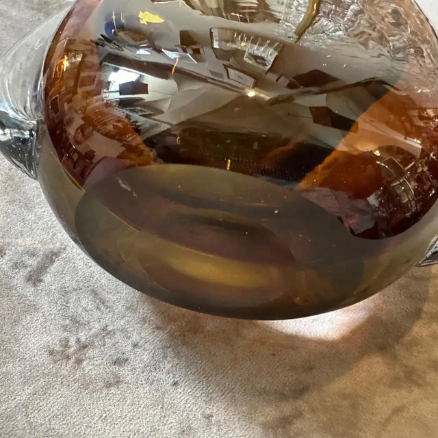 Modern 1970s Modern Green and Brown Sommerso Murano Glass Vase by Seguso For Sale - Image 3 of 13