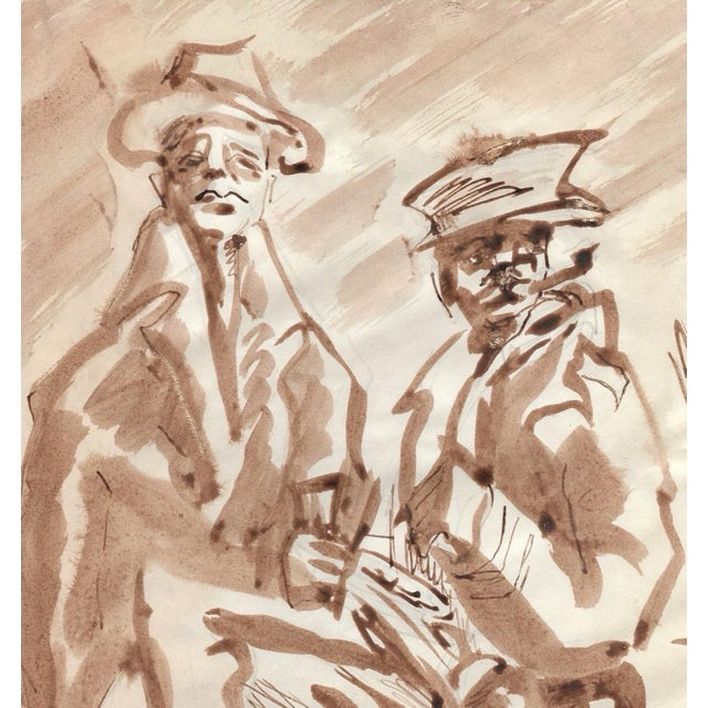 Two men watercolor on paper, estate stamp on the back. Marianna Van Rossen Hoogendyk (1924-2008) was born in Connecticut...