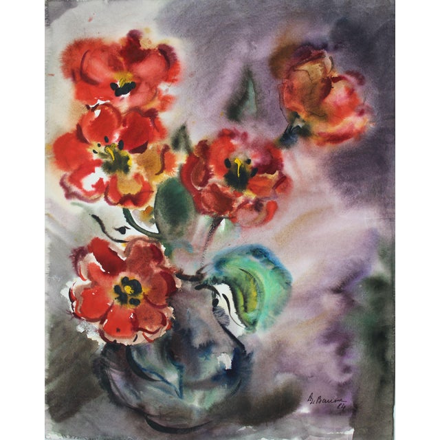 Dzidra Bauma, Tulips, 1984, Watercolor For Sale - Image 3 of 6
