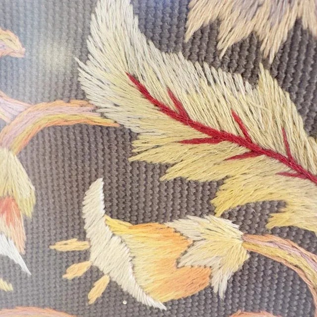 Textile Vintage Repro of 18th Century Embroidered Flower Basket Silkwork Art in Frames- a Pair For Sale - Image 7 of 12