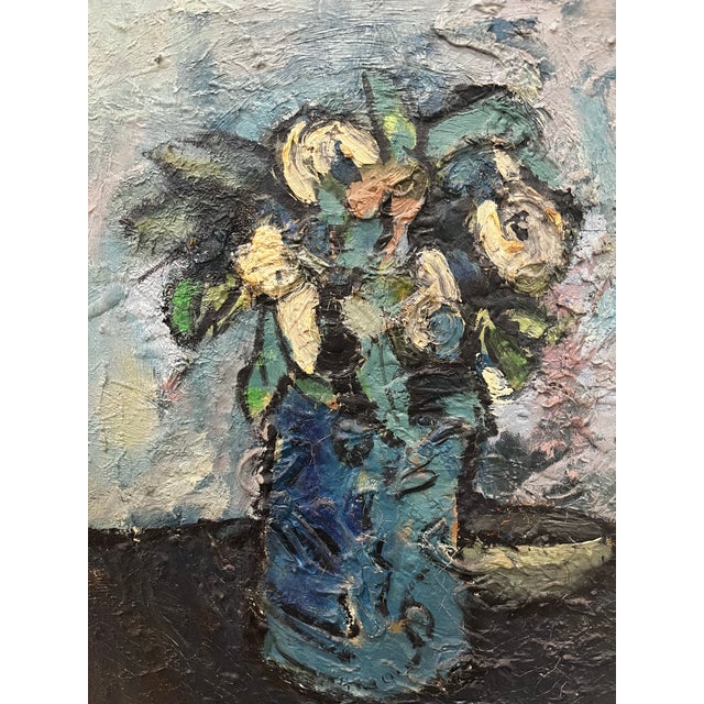 Mid 20th Century An Original, Highly Textured Modernist Floral Still Life - Signed For Sale In Los Angeles - Image 6 of 10