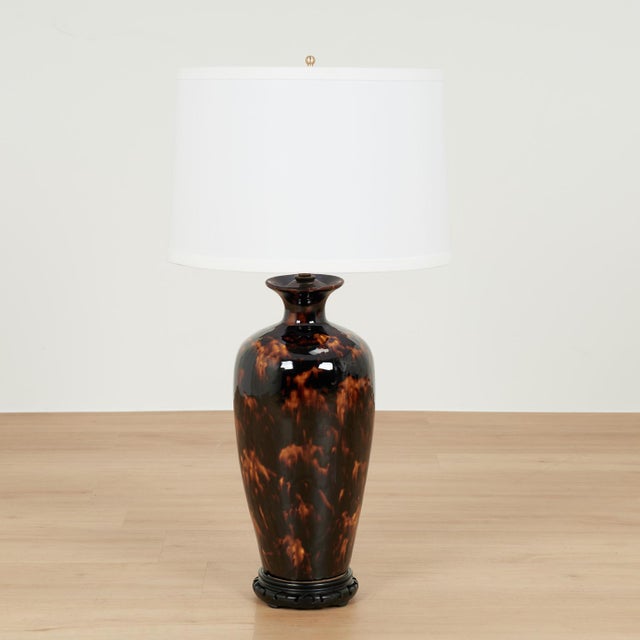 Brown Vintage Pair of Faux Tortoise Table Lamps For Sale - Image 8 of 11