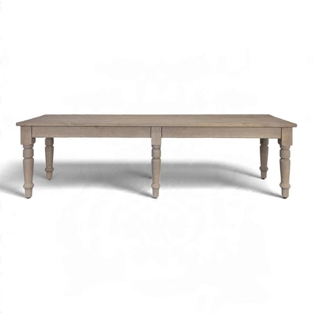 Gray Large Stripped Community Table with 6 Turned Legs For Sale - Image 8 of 8