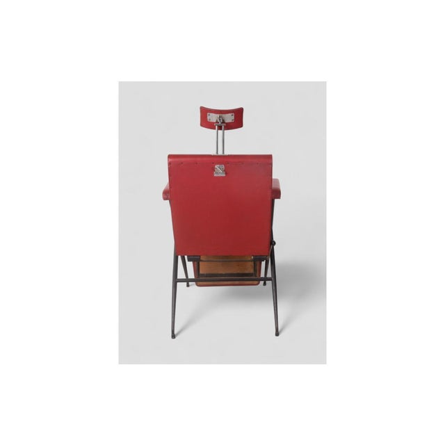 1960s Vintage Real Dorica Hairdresser Chair in Red Faux Leather, 1960s For Sale - Image 5 of 9
