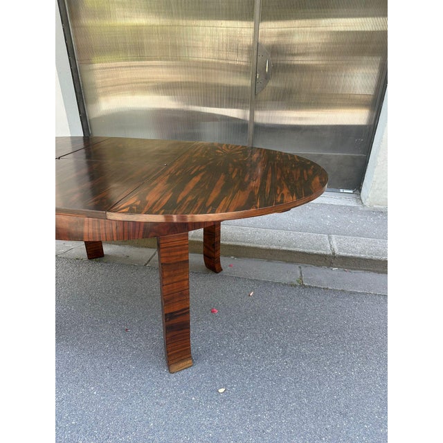Extendable Oval Table in Zebrano Wood and Briar, 1930s For Sale - Image 12 of 13