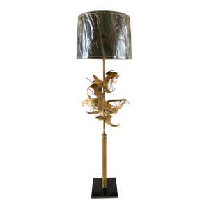 Bijan Brass of California for Laurel Attributed Brutalist Torch Cut "Settarah" Floor Lamp