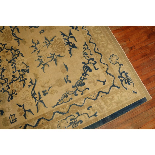 Fine Beige Blue Antique Indo-Chinese Rug - 6'6" x 9'4" For Sale - Image 16 of 18