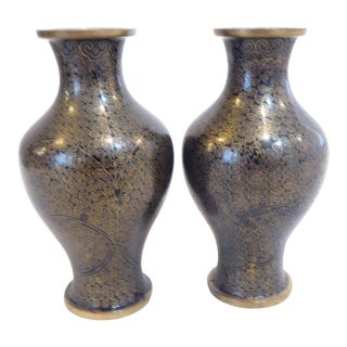 Antique Chinese Mini Cloisonne Vases - A Pair For Sale