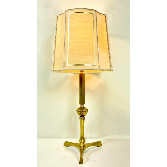French Brass Tripod Table Lamp, 1950s For Sale - Image 3 of 11