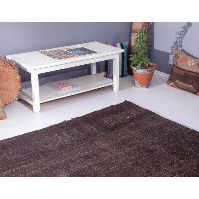 Oversized Dark Brown Turkish Tente Kilim Rug For Sale In Los Angeles - Image 6 of 6