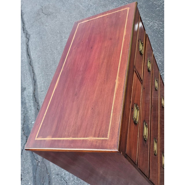 19th Century English Mahogany Five Drawers Chest With Inlaid Top For Sale - Image 10 of 15