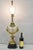 Antique French Neoclassical Style Bronze Lion and Floral Drape Ormolu Diamond Cut Glass Urn Table Lamp Raised on Ebonized...