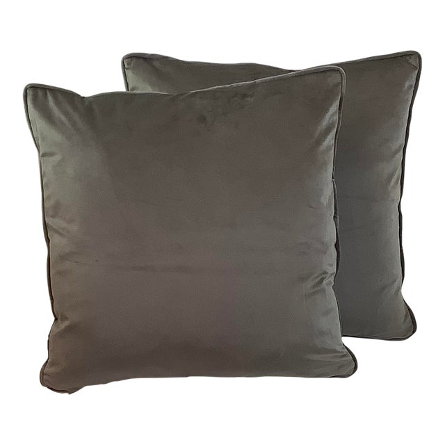 Contemporary Medium Gray Pillows - A Pair For Sale
