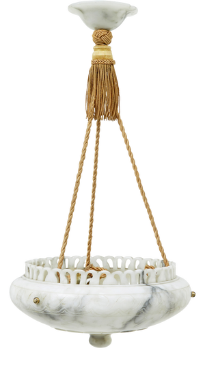 Art Deco Hand-Carved Alabaster Ceiling Light, 1930s