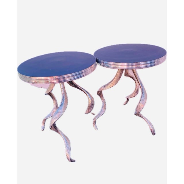 Maison Jansen 1980s French Guéridon Sculptural Aluminum Side Tables - a Pair For Sale - Image 4 of 11