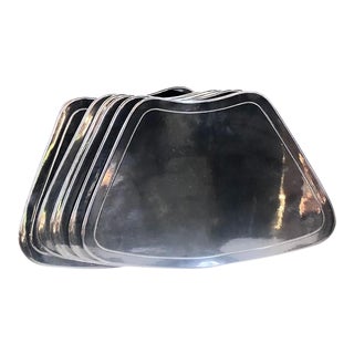 Mid-Century Modern Black Asymmetrical Placemats - Set of 6 For Sale