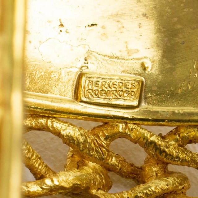 Gold Mercedes Robirosa Gilded Baroque Cuff Bracelet with Carving For Sale - Image 8 of 8