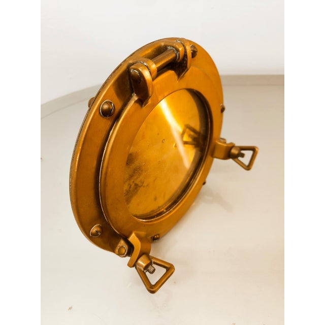 Metal Naval Porthole Photo Holder in Brass For Sale - Image 7 of 11