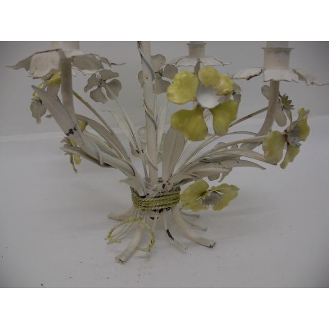 Vintage Italian Tole Floral Chandelier For Sale In Los Angeles - Image 6 of 7