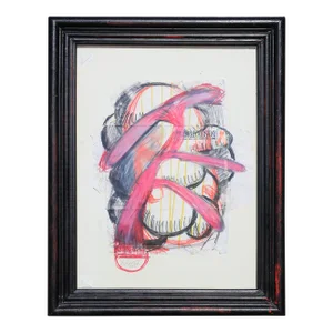 1995 Contemporary Pink, Red, Yellow, & Black Abstract Gestural Drawing on an Envelope David Aylsworth