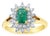 One Carat Emerald & Diamond Halo Engagement Ring, Size 6 For Sale