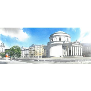 Michal Suffczynski, Three Crosses Square, Warsaw, 2022, Watercolor For Sale