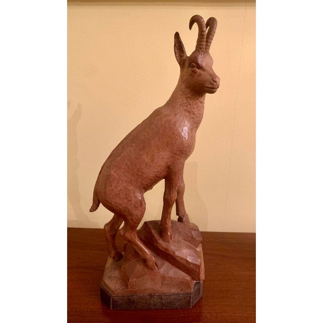 Mid 20th Century Large Black Forest Wooden Chamois Carving For Sale - Image 13 of 13