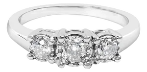 14K White Gold 1/2 Cttw Miracle Set Round Lab Grown Diamond Three Stone Illusion Plate Ring (F-G Color, VS1-VS2 Clarity) - Ring Size 7