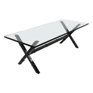 1970s Glass Top X Base Coffee Table For Sale