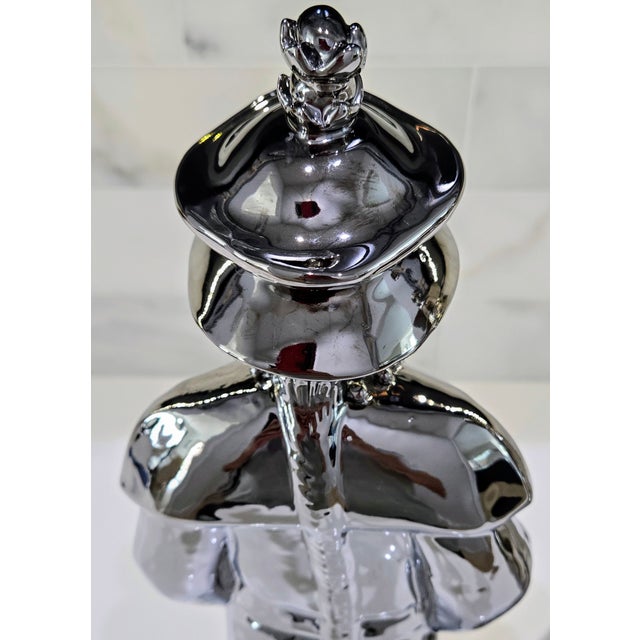 Large Vintage Chrome Chinoiserie Porcelain Scholar & Student Figurine Pair, 18 Inch For Sale - Image 11 of 17