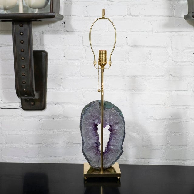 Pair of amethyst geode table lamps For Sale - Image 4 of 11