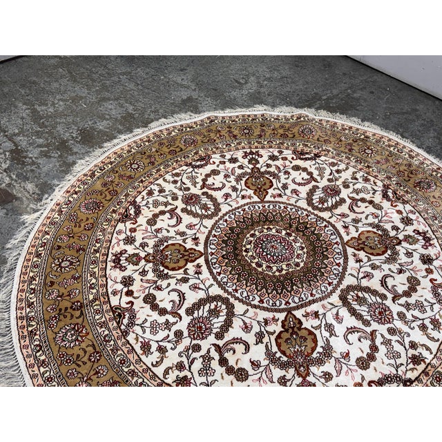 Textile 6ft Floral Medallion Silk Rug For Sale - Image 7 of 12