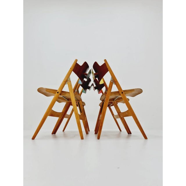 Model SE18 Austrian Folding Chair by Egon Eiermann for Wilde & Spieth, 1950s, Set of 4 For Sale - Image 9 of 11