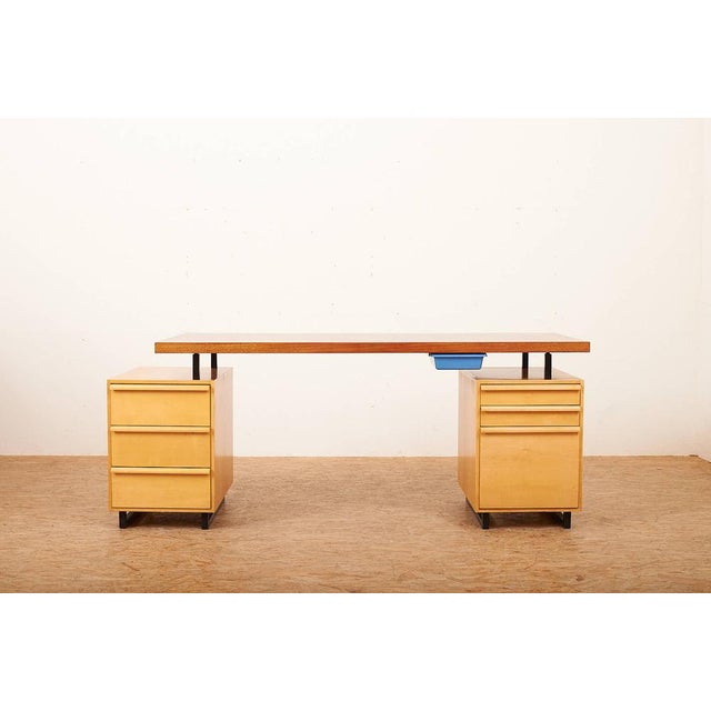 2-Part Model 10 Draft Desk with Drawers in Maple, & Teak Veneer Top from Wohnhilfe, 1956 For Sale - Image 16 of 16
