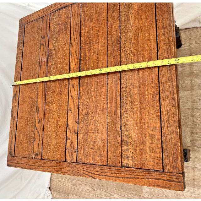 Antique Expanding Pub Kitchen Table Barley Twist Legs Quarter Sawed Tiger Oak For Sale - Image 11 of 14