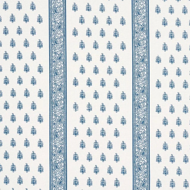 SAMPLE - Schumacher Katsura Stripe Fabric In Delft For Sale