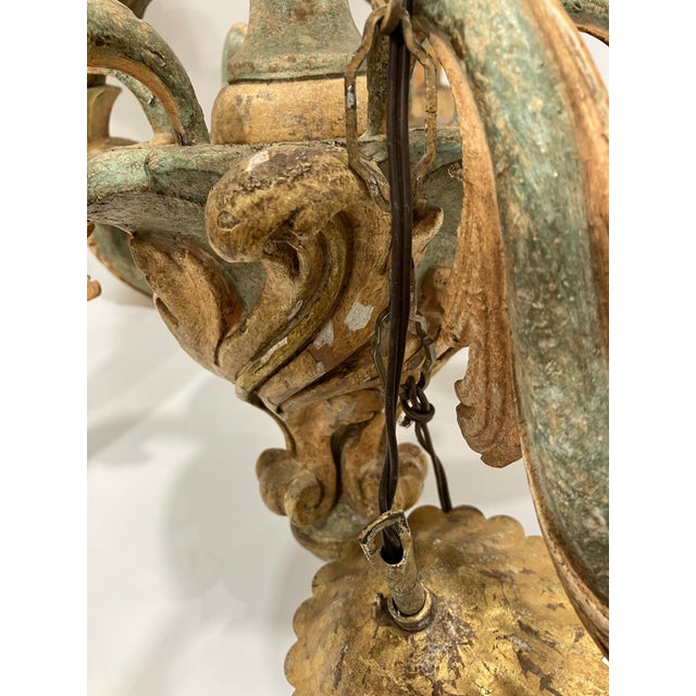 1970s Italian Painted Wood Chandelier For Sale In Boston - Image 6 of 9