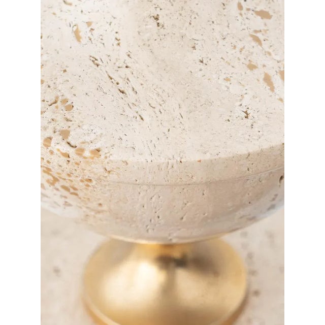 Mid-Century Italian Travertine and Brass Table Lamp attributed to Philippe Barbier, 1970s For Sale - Image 9 of 18