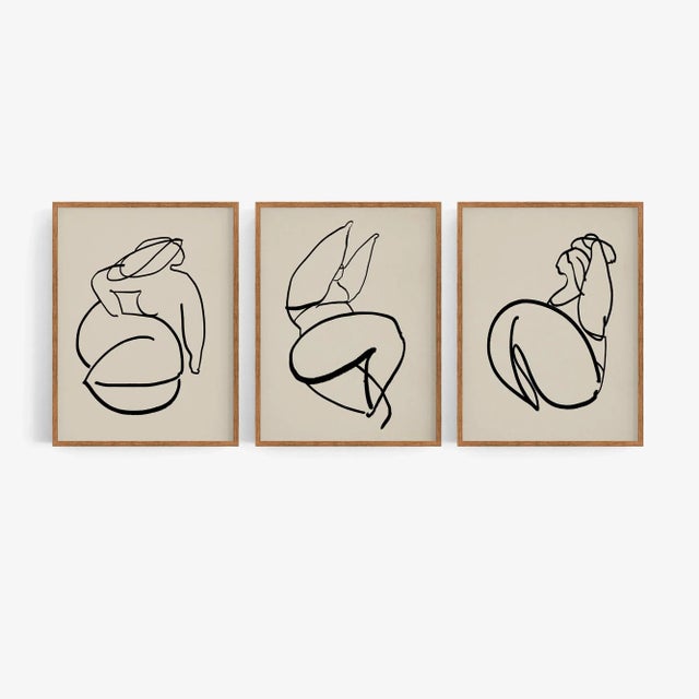 Framed Female Drawing Giclee Prints - Set of 3 For Sale - Image 6 of 6