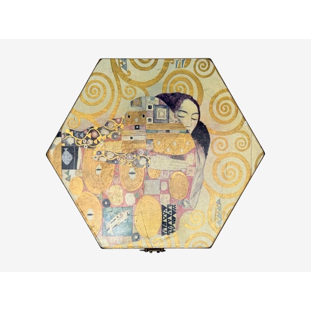 Austrian Modern, Storage Box, Gustav Klimt Style Wallpaper, 20th C. For Sale - Image 9 of 14