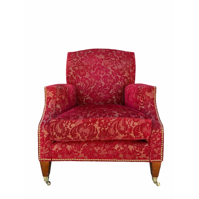Baker Furniture Company Baker Furniture Contemporary Red Velvet Lounge Chairs For Sale - Image 4 of 6