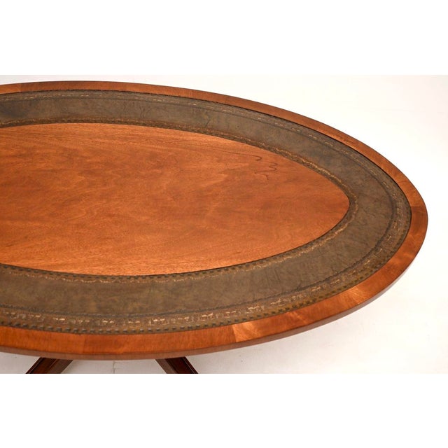 Brown Antique Regency Leather Top Coffee Table, 1950 For Sale - Image 8 of 10