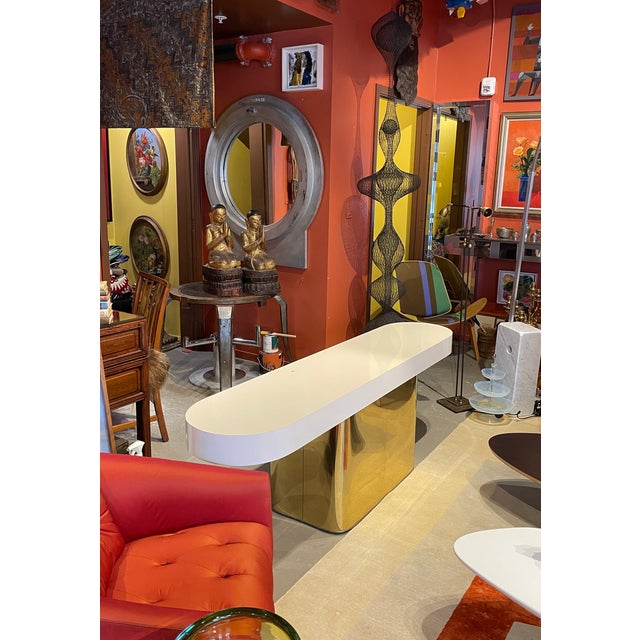Mid Century Modern Brass Console For Sale In San Francisco - Image 6 of 8