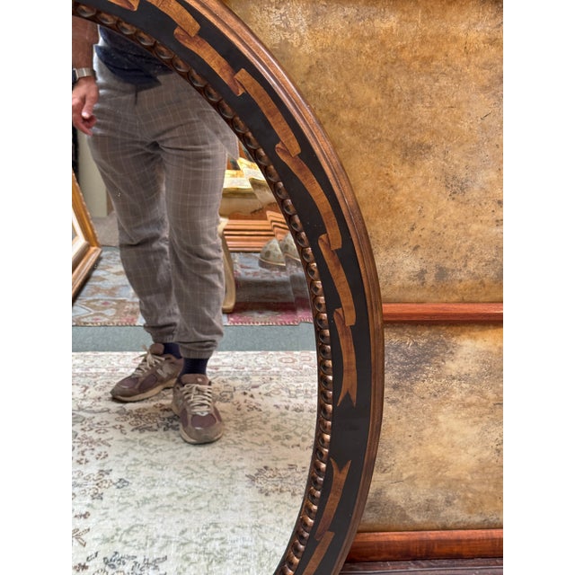 Neoclassical Inlaid Burl Wood Wall Mirror For Sale - Image 10 of 12