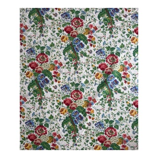Schumacher “Somptueux” Floral Cotton Fabric – 5.5 Yards Designer Drapery Upholstery Textile For Sale