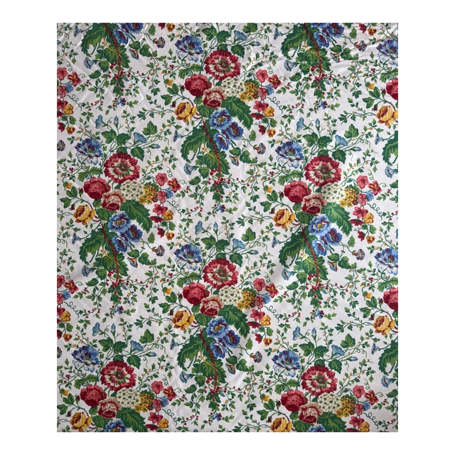 VTG Schumacher “Somptueux” Floral Decor Fabric 5.5 Yards Cotton Designer Drapery Upholstery Textile For Sale