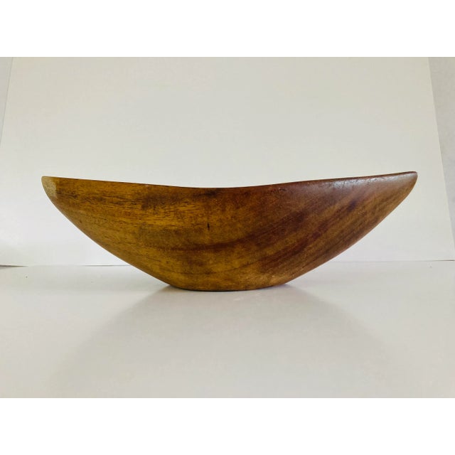 1960s Mid-Century Modern Teak Carved Center-Piece Bowl, Unmarked For Sale - Image 5 of 8