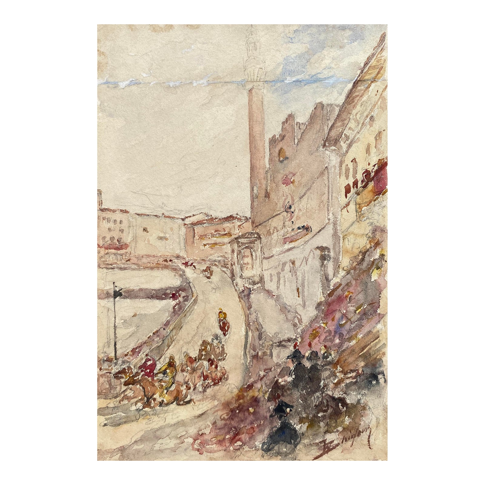 Walter Shirlaw Palio Di Siena Equestrian Watercolor Chairish