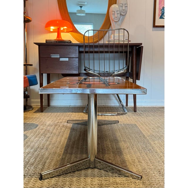 Abstract A Vintage Ceramic Tile Coffee Table Designed Attributed to Adri Belgique, Circa 1960s. For Sale - Image 3 of 12
