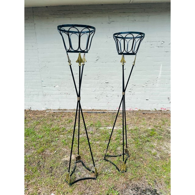 Vintage Wrought Iron Plant Stands For Sale - Image 4 of 6